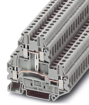Phoenix Contact Multi-Level Terminal Block; UTTB 2.5-PV; 20A; 600V; 2-Level; #26 - #12; Screw Connection; Gray